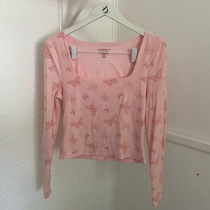 Pink Butterfly Women's Blouse